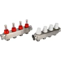 Коллекторная группа DN.ru GC1-31-4 1″ Ду25 Ру10 отводов — 4, в сборе с расходомерами и терморегулирующими клапанами, без переходников, корпус - нержавеющая сталь AISI 304
