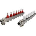 Коллекторная группа DN.ru GC2-31-7 1″ Ду25 Ру10 отводов — 7, в сборе с расходомерами и терморегулирующими клапанами, дренажным краном и воздухоотводчиком, с заглушками, без переходников, корпус - нержавеющая сталь AISI 304