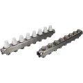 Коллекторная группа DN.ru GC3-31-8 1″ Ду25 Ру10 отводов — 8, в сборе с терморегулирующими клапанами и запорно-балансировочными клапанами, без переходников, корпус - нержавеющая сталь AISI 304
