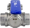 Кран шаровой DN.RU BV3232P(4pc)-SP-3WL-T-ISO-H Ду25 Ру63, 3-ходовой L-тип стандартнопроходной, внутренняя резьба, уплотнение - PTFE, материал корпуса - нержавеющая сталь SS316 с ISO фланцем и рукояткой