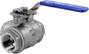 Кран шаровой DN.RU BV3232P(4pc)-SP-3WL-T-ISO-H Ду32 Ру63, 3-ходовой L-тип стандартнопроходной, внутренняя резьба, уплотнение - PTFE, материал корпуса - нержавеющая сталь SS316 с ISO фланцем и рукояткой