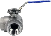 Кран шаровой DN.RU BV3232P(4pc)-SP-3WT-T-ISO-H Ду25 Ру63, 3-ходовой T-тип стандартнопроходной, внутренняя резьба, уплотнение - PTFE, материал корпуса - нержавеющая сталь SS316 с ISO фланцем и рукояткой Кран шаровой DN.RU BV3232P(4pc)-SP-3WT-T-ISO-H Ду25 Ру63, 3-ходовой T-тип стандартнопроходной, внутренняя резьба, уплотнение - PTFE, материал корпуса - нержавеющая сталь SS316 с ISO фланцем и рукояткой