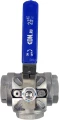 Кран шаровой DN.RU BV3232P(4pc)-SP-3WL-T-ISO-H Ду80 Ру40, 3-ходовой L-тип стандартнопроходной, внутренняя резьба, уплотнение - PTFE, материал корпуса - нержавеющая сталь SS316 с ISO фланцем и рукояткой