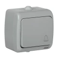 Выключатель одноклавишный IEK AQUATIC открытой установки, кнопочный, номинальный ток - 10 А, степень защиты IP54, цвет - серый