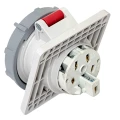 Розетка стационарная EKF 16А 380В 5 полюсов 3Р+РЕ+N, степень защиты IP67, корпус - полиамид, цвет белый-красный-серый