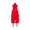 Вилка прямая EKF 16А 220В 2 полюса 2Р+PЕ, степень защиты IP44, корпус - каучук, цвет красный