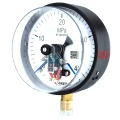 Манометр ФИЗТЕХ ДМ2005ф 0-40 МПа d.160 класс точности 1.5, резьбовое соединение М20х1.5, степень защиты корпуса IP40, электроконтактный, с сигнализирующим устройством тип V, радиальное присоединение