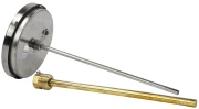 Термометр осевой Росма БТ-51.211 до 200°С L=200мм G1/2 1.5 биметаллический общетехнический 100 мм, тип БТ-51.211, осевое присоединение, шкала 0-200°С, длина штока L=200 мм, резьба G1/2, класс точности 1.5, с защитной латунной погружной гильзой термометр биметаллический росма