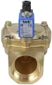 Клапан электромагнитный соленоидный двухходовой отсечной Tork S1010 1 1/4″ Ду32 Ру12 пилотного действия, нормально-закрытый (НЗ), корпус - латунь, уплотнение - EPDM, катушка 220B