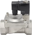 Клапан электромагнитный DN.ru VS431-NT-NC-24VAC 1 1/2″ Ду40 Ру16 пилотного действия двухходовой, корпус - сталь нержавеющая 304, присоединение - внутренняя резьба, уплотнение - NBR, нормально-закрытый, катушка - 24В AC пилотный+электромагнитный+клапан