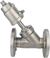 Клапан отсечной пневматический DN.ru VSP3232PV-F-1PNC Ду50 Ру16, корпус - нержавеющая сталь SS316, фланцевый, Y-образный, корпус привода - нержавеющая сталь CF8M