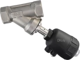 Клапан отсечной пневматический DN.ru VSP3241P-T-1PNC Ду40 Ру25, корпус - нержавеющая сталь SS316, резьбовой, Y-образный, корпус привода - пластик