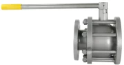 Кран шаровой LD КШ.Р.Ф.100.016.П/П.02 Ду100 Ру16 полнопроходной, двухходовой, углеродистая сталь 20, уплотнение - PTFE, фланцевый, ручка-рычаг, разборный