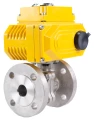 Кран шаровой DN.ru BV3232P(2pc)-FP-F-ISO-H Ду80 Ру16 корпус - сталь 316, уплотнение - PTFE, полнопроходной, фланцевый, с электроприводом DN.ru QT-N-008EM-O1-24VDC-У1