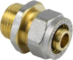 Муфта Aquasfera 7001 Дн26х1″ Ру16 соединительная компресс-наружная резьба, для металлопластиковых труб, латунь
