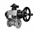 Кран шаровой DN.ru BV3131P(3pc)-FP-F-ISO-H Ду65 Ру25 полнопроходной, фланцевый, корпус - нержавеющая сталь 304, PTFE, с пневмоприводом PA-DA-105-1, пневмораспределителем 4M320-08 AC220V и БКВ APL-210N