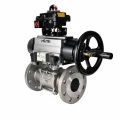 Кран шаровой DN.ru BV3131P(3pc)-FP-F-ISO-H Ду65 Ру25 полнопроходной, фланцевый, корпус - нержавеющая сталь 304, PTFE, с пневмоприводом PA-DA-105-1, пневмораспределителем 4M320-08 AC220V и БКВ APL-410N EX