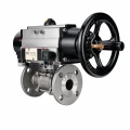Кран шаровой DN.ru BV3131P(3pc)-FP-F-ISO-H Ду65 Ру25 полнопроходной, фланцевый, корпус - нержавеющая сталь 304, PTFE, с пневмоприводом PA-DA-105-1 и пневмораспределителем 4M320-10 AC220V
