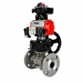 Кран шаровой DN.ru BV3131P(3pc)-FP-F-ISO-H Ду25 Ру40 полнопроходной, фланцевый, корпус - нержавеющая сталь 304, PTFE, с пневмоприводом PA-DA-052, пневмораспределителем 4M320-08 AC220V, БКВ APL-210N и ручным дублером MON1-250-T26-ISO