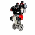 Кран шаровой DN.ru BV3131P(3pc)-FP-F-ISO-H Ду15 Ру40 полнопроходной, фланцевый, корпус - нержавеющая сталь 304, PTFE, с пневмоприводом PA-SA-052, пневмораспределителем 4M320-10 AC220V, БКВ APL-410N EX и БПВ AFC2000