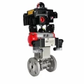 Кран шаровой DN.ru BV3131P(3pc)-FP-F-ISO-H Ду15 Ру40 полнопроходной, фланцевый, корпус - нержавеющая сталь 304, PTFE, с пневмоприводом PA-DA-052, пневмораспределителем 4M320-10 AC220V и БКВ APL-410N EX