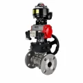 Кран шаровой DN.ru BV3131P(3pc)-FP-F-ISO-H Ду25 Ру40 полнопроходной, фланцевый, корпус - нержавеющая сталь 304, PTFE, с пневмоприводом PA-DA-052, пневмораспределителем 4M320-08 AC220V, БКВ APL-510N EX и ручным дублером MON1-250-T26-ISO