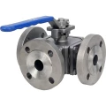 Кран шаровой DN.ru BV3131PPL(4pc)-FP-3WT-F-ISO-H Ду25 Ру16, трехходовой, полнопроходной, сталь 304, уплотнение - PPL, фланцевый, с ISO-фланцем и рукояткой