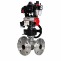 Кран шаровой DN.ru BV3232P(2pc)-FP-3WL-F-ISO-H Ду20 Ру16 HYMT трехходовой L-тип, полнопроходной, фланцевый, корпус - нерж.сталь AISI316, пн.привод PA-DA-052, пн.распредел 4M320-10 AC220V, руч.дублер MON1-250-T26-ISO, БКВ APL-410N EX и БПВ AFC2000