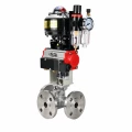 Кран шаровой DN.ru BV3232P(2pc)-FP-3WL-F-ISO-H Ду20 Ру16 HYMT, трехходовой L-тип, полнопроходной, фланцевый, корпус - нержавеющая сталь SS316, с пневмоприводом PA-SA-065, пневмораспределителем 4M310-08 24В NAMUR, БКВ APL-510N EX и БПВ AFC2000