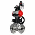 Кран шаровой DN.ru BV3232P(2pc)-FP-3WL-F-ISO-H Ду20 Ру16 HYMT, трехходовой L-тип, полнопроходной, фланцевый, корпус - нерж.сталь SS316, с пн.приводом PA-DA-052, пн.распредел 4M310-08 AC220V, ручн.дублером MON1-250-T26-ISO, БКВ APL-210N и БПВ AFC2000