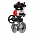 Кран шаровой DN.ru BV3232P(2pc)-FP-3WL-F-ISO-H Ду20 Ру16 HYMT, трехходовой L-тип, полнопроходной, фланцевый, корпус - нерж.сталь SS316, с пн.приводом PA-DA-052, пн.распредел 4M310-08 AC220V, руч.дублером MON1-250-T26-ISO, БКВ APL-410N EX и БПВ AFC2000