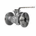 Кран шаровой DN.ru BV3232P(2pc)-FP-3WL-F-ISO-H Ду20 Ру16 HYMT, трехходовой L-тип, полнопроходной, фланцевый, материал корпуса - нержавеющая сталь SS316, с ISO фланцем и рукояткой