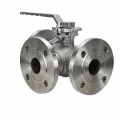 Кран шаровой DN.ru BV3232P(2pc)-FP-3WT-F-ISO-H Ду50 Ру16 HYMT, трехходовой T-тип, полнопроходной, фланцевый, материал корпуса - нержавеющая сталь SS316, с ISO фланцем и рукояткой