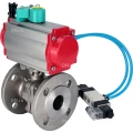 Кран шаровой DN.ru BV3232P(2pc)-FP-F-ISO-H Ду20 Ру40 полнопроходной, фланцевый, корпус - нержавеющая сталь 316, уплотнение - PTFE, с пневмоприводом PA-DA-065, пневмораспределителем 4V320-08 220В и магнитным переключателем ALS200D