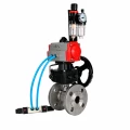 Кран шаровой DN.ru BV3232P(2pc)-FP-F-ISO-H Ду100 Ру16, фланцевый, полнопроходной, двухсоставной, нержавеющая сталь SS316, PTFE, с пневмоприводом PA-DA-105, с пневмораспределителем 4V320-08 AC220V, ручным дублером MON3-700-T38-ISO, БПВ AFC2000