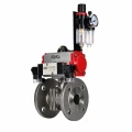 Кран шаровой DN.ru BV3232P(2pc)-FP-F-ISO-H Ду15 Ру40 полнопроходной фланцевый, корпус - нержавеющая сталь SS316, уплотнение - PTFE, с пневмоприводом PA-SA-083, пневмораспределителем 4M320-08 AC220V и БПВ AFC2000