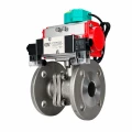 Кран шаровой DN.ru BV3232P(2pc)-FP-F-ISO-H Ду25 Ру40 полнопроходной фланцевый, корпус - нержавеющая сталь SS316, уплотнение - PTFE, с пневмоприводом PA-SA-083, пневмораспределителем 4M320-08 AC220V и магнитным переключателем ALS200D