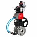Кран шаровой DN.ru BV3232P(2pc)-FP-F-ISO-H Ду15 Ру40 полнопроходной фланцевый, корпус - нерж.сталь SS316, уплотнение - PTFE, с пневмоприводом PA-DA-052, пн.распределителем 4M320-08 AC220V, БКВ APL-210N, ручным дублером MON1-250-T26-ISO и БПВ AFC2000