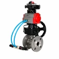 Кран шаровой DN.ru BV3232P(2pc)-FP-F-ISO-H Ду15 Ру40 полнопроходной фланцевый, корпус - нержавеющая сталь SS316, уплотнение - PTFE, с пневмоприводом PA-DA-052, пневмораспределителем 4M320-08 AC220V, БКВ APL-210N и ручным дублером MON1-250-T26-ISO
