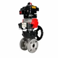 Кран шаровой DN.ru BV3232P(2pc)-FP-F-ISO-H Ду15 Ру40 полнопроходной фланцевый, корпус - нержавеющая сталь SS316, уплотнение - PTFE, с пневмоприводом PA-DA-052, пневмораспределителем 4M320-10 AC220V, БКВ APL-410N EX и ручным дублером MON1-250-T26-ISO