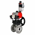 Кран шаровой DN.ru BV3232P(2pc)-FP-F-ISO-H Ду15 Ру40 полнопроходной фланцевый, корпус - нержавеющая сталь SS316, уплотнение - PTFE, с пневмоприводом PA-DA-052, пневмораспределителем 4M320-10 AC220V, ручным дублером MON1-250-T26-ISO и БПВ AFC2000