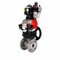 Кран шаровой DN.ru BV3232P(2pc)-FP-F-ISO-H Ду15 Ру40 полнопроходной фланцевый, корпус - нерж.сталь SS316, уплотнение - PTFE, с пн.приводом PA-DA-052, пн.распределителем 4M320-08 AC220V, БКВ APL-510N EX, ручным дублером MON1-250-T26-ISO и БПВ AFC2000