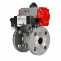 Кран шаровой DN.ru BV3232P(2pc)-FP-F-ISO-H Ду20 Ру40 полнопроходной фланцевый, корпус - нержавеющая сталь SS316, уплотнение - PTFE, с пневмоприводом PA-DA-065 и пневмораспределителем 4M320-08 AC220V