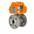 Кран шаровой DN.ru BV3232P(2pc)-FP-F-ISO-H Ду40 Ру16 полнопроходной фланцевый, корпус - нержавеющая сталь 316, уплотнение - PTFE, с электроприводом DN.ru QT-N-005EM-O1-220VAC-У1 HARK