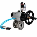 Кран шаровой DN.ru BV3232P(2pc)-FP-F-ISO-H WDVF Ду100 Ру16 полнопроходной, фланцевый, корпус - нержавеющая сталь 316, уплотнение - PTFE, с пневмоприводом PA-DA-105-1, пневмораспределителем 4V320-08 AC220V и БПВ AFC2000