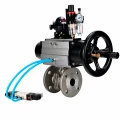 Кран шаровой DN.ru BV3232P(2pc)-FP-F-ISO-H WDVF Ду100 Ру16 полнопроходной, фланцевый, корпус - нержавеющая сталь 316, уплотнение - PTFE, с пневмоприводом PA-DA-105-1, пневмораспределителем 4V320-10 AC220V, БКВ APL-210N и БПВ AFC2000