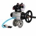 Кран шаровой DN.ru BV3232P(2pc)-FP-F-ISO-H WDVF Ду100 Ру16 полнопроходной, фланцевый, корпус - нержавеющая сталь 316, уплотнение - PTFE, с пневмоприводом PA-DA-105-1, пневмораспределителем 4V320-08 AC220V, БКВ APL-410N EX и БПВ AFC2000