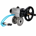 Кран шаровой DN.ru BV3232P(2pc)-FP-F-ISO-H WDVF Ду100 Ру16 полнопроходной, фланцевый, корпус - нержавеющая сталь 316, уплотнение - PTFE, с пневмоприводом PA-DA-105-1 и пневмораспределителем 4V320-10 AC220V