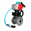 Кран шаровой DN.ru BV3232P(2pc)-FP-F-ISO-H WDVF Ду50 Ру40 полнопроходной, фланцевый, корпус - нержавеющая сталь 316, уплотнение - PTFE, с пневмоприводом PA-DA-083, пневмораспределителем 4V320-08 AC220V и магнитным переключателем ALS200D