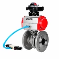 Кран шаровой DN.ru BV3232P(2pc)-FP-F-ISO-H WDVF Ду50 Ру40 полнопроходной, фланцевый, корпус - нержавеющая сталь 316, уплотнение - PTFE, с пневмоприводом PA-DA-083, пневмораспределителем 4V320-10 AC220V и БКВ APL-210N
